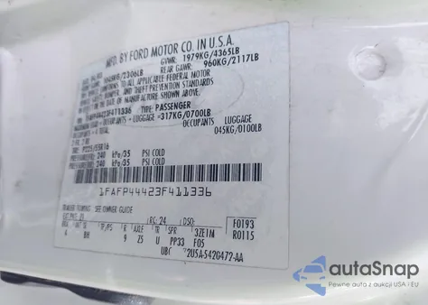 2003 Ford Mustang из США, поврежденный, VIN 1FAFP44423F411336